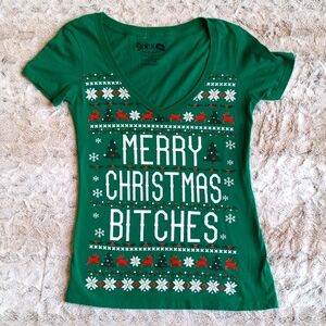 Spencer's Deep V-Neck Christmas Holiday Tee